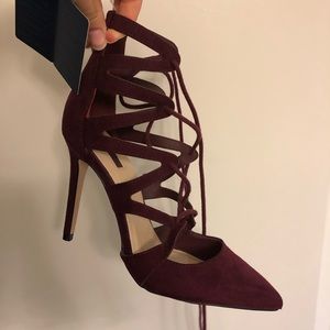 Burgundy Lacey heels